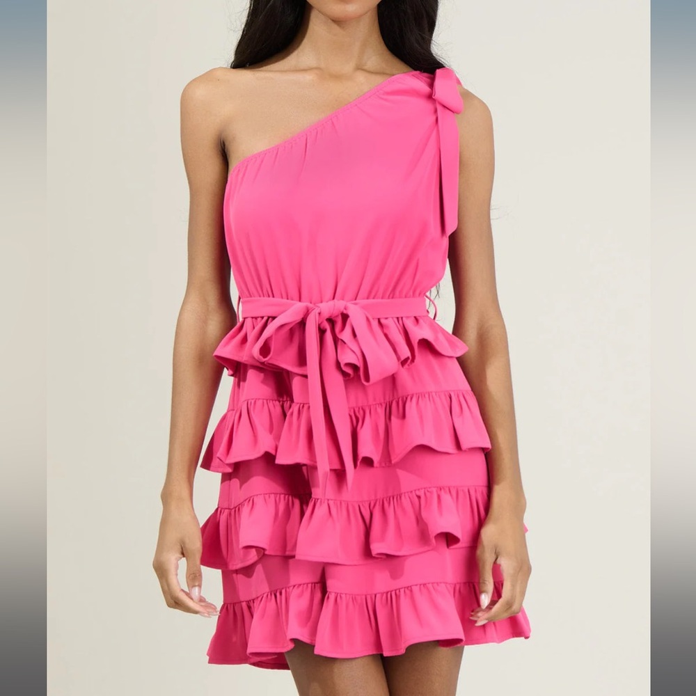 Sugarlips Kiara Tiered Ruffle Mini Dress -Pink